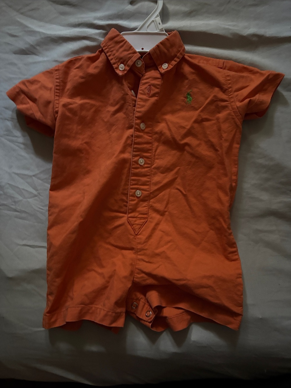 Ralph Lauren Orange Short-Sleeve Button Romper size 12 months